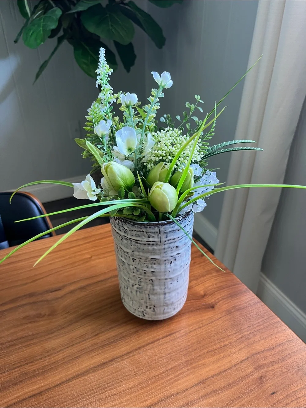 Blue and White Vase with Flowers
